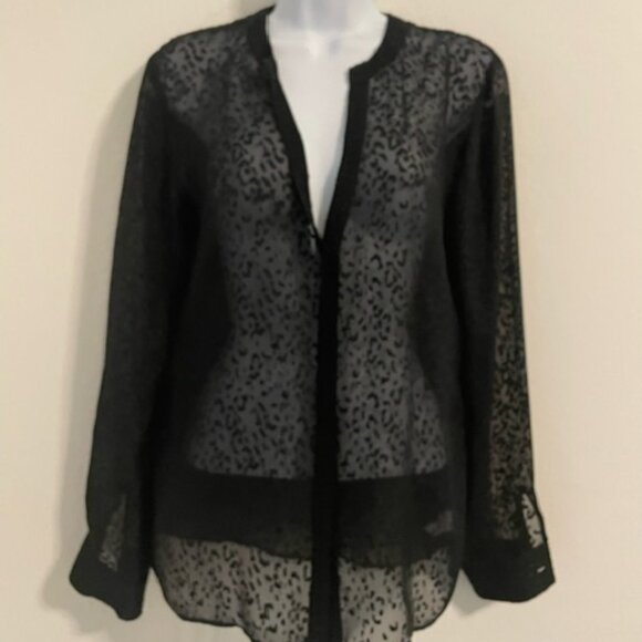 Theory Tops - theory silk blouse sz Med, burnt out fabric, leopard print EUC